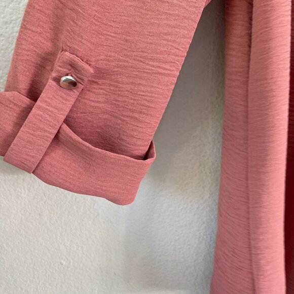 Cocomo Woman Plus 1X Rose Pink Blouse With Button Detail Pintuck Design Shirt - Picture 8 of 10
